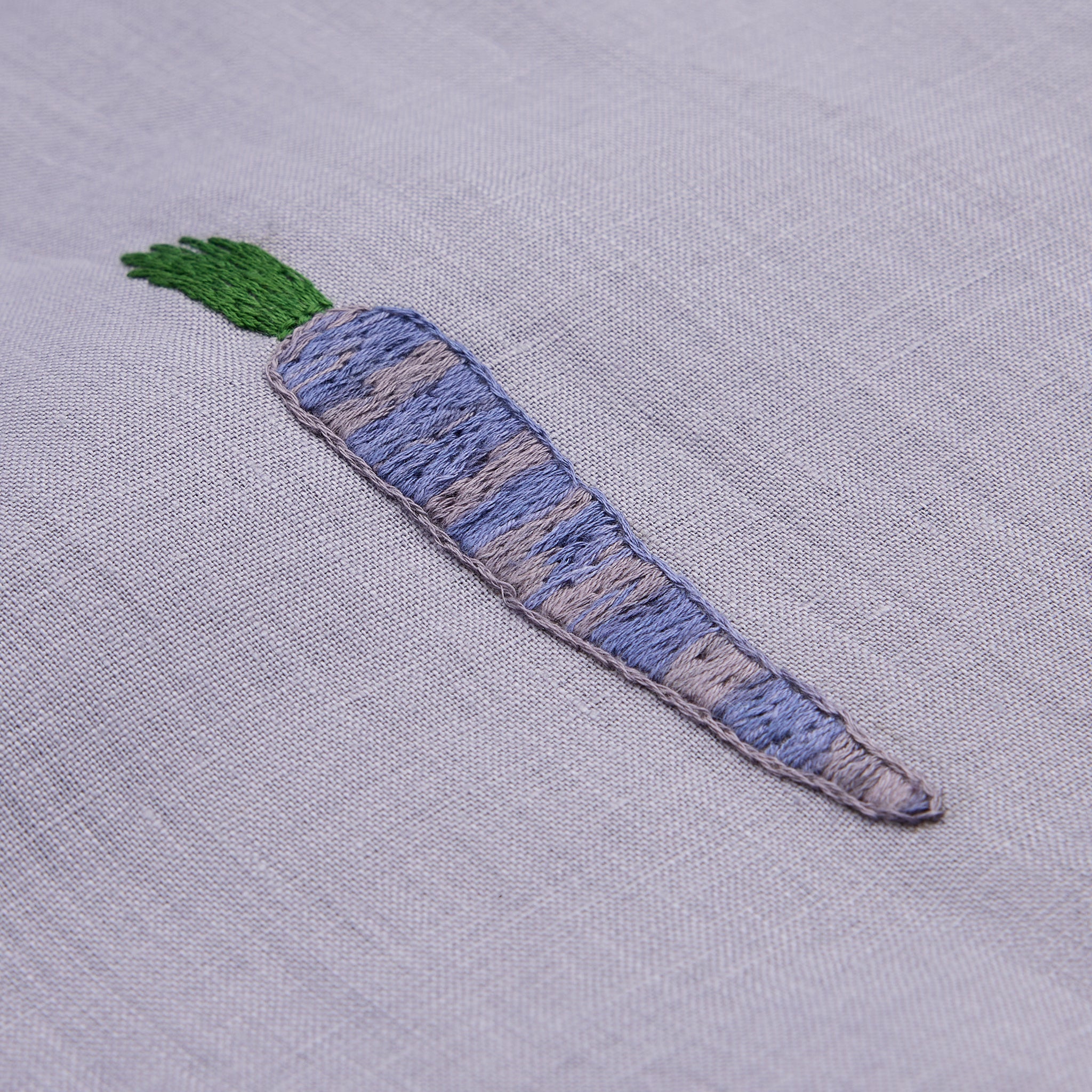 Tablecloth No. 19, hand-embroidered with heirloom carrots